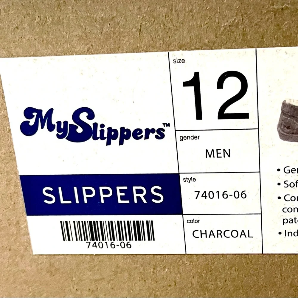 Men's Charcoal Gray Loafers Tissue Wrapper Across Laces Has Not Been Removed Yet